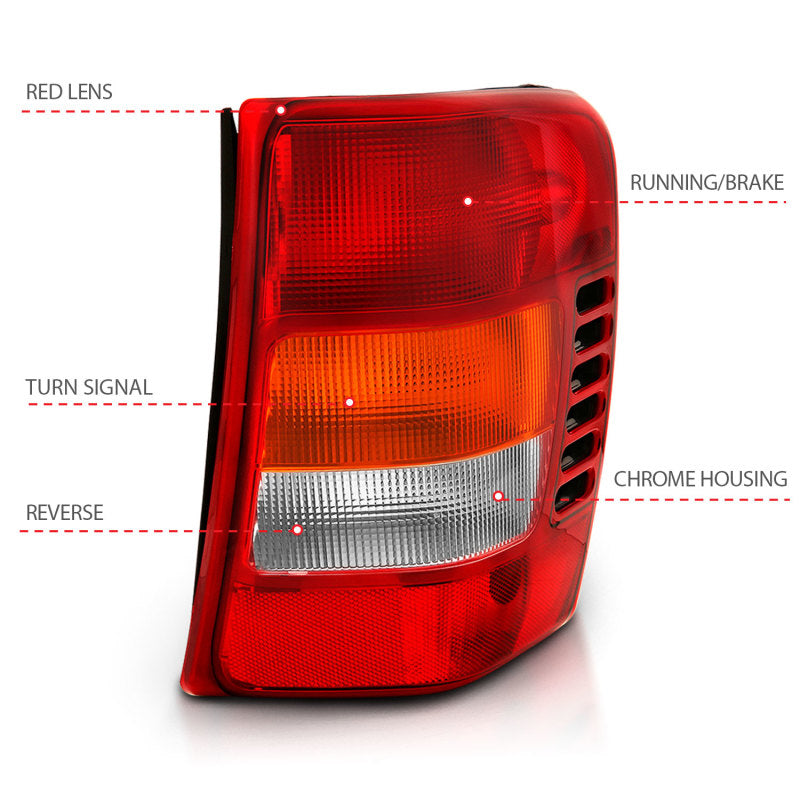 ANZO 1999-2004 Jeep Grand Cherokee Taillight Red/Clear Lens (OE Replacement) 311308 311308 Photo - Unmounted
