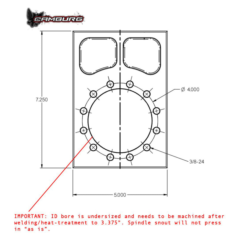 Camburg 4130 TT Bolt-on Spindle Snout Block CAM-010061 CAM-010061 Line Art