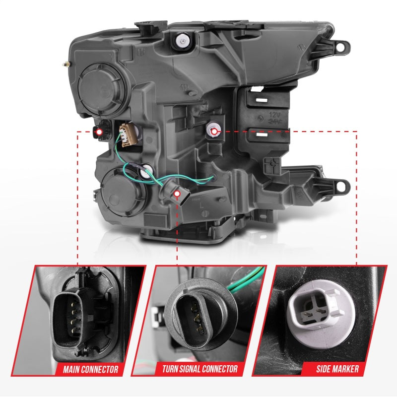 ANZO 2018-2020 Ford F-150 Projector Headlight w/Plank Style Switchback Chrome Housing 111510 111510 Photo - Unmounted