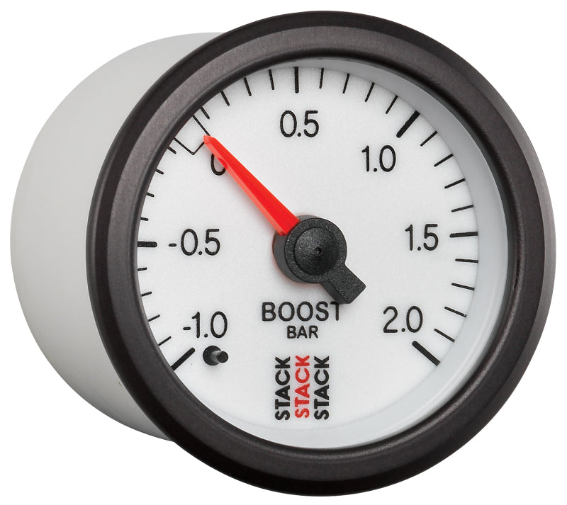 Autometer Stack 52mm -1 to +2 Bar T-Fitting 0.187in Barb (M) Mechanical Boost Pressure Gauge - White ST3161 ST3161 User 5