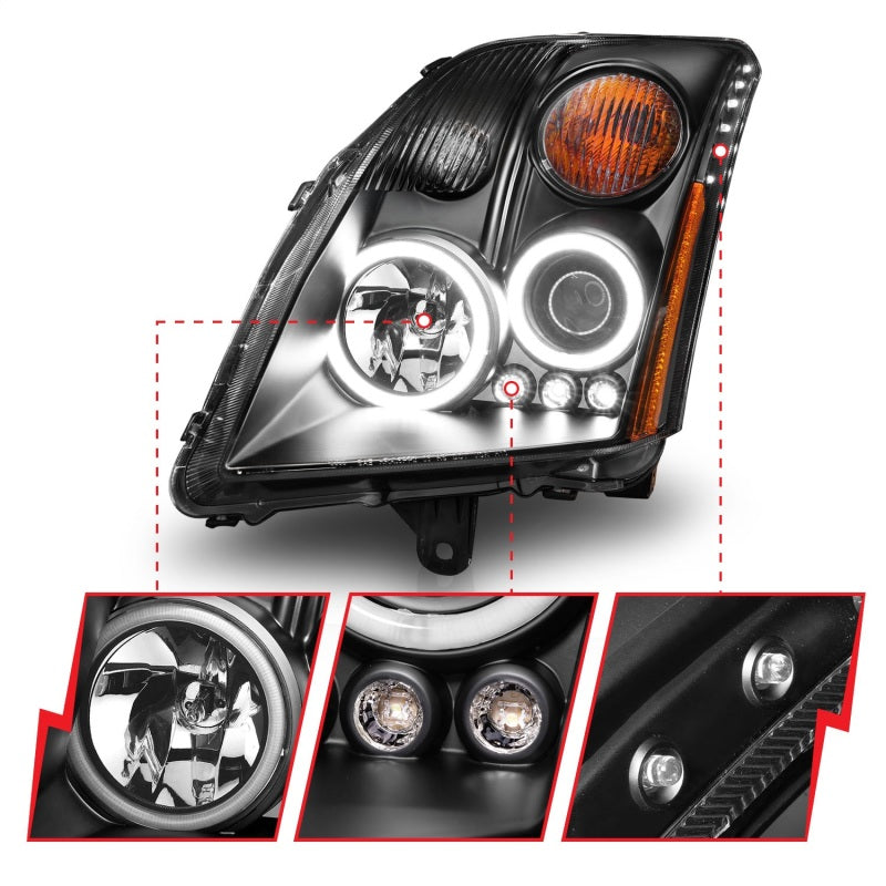 Anzo 2007-2012 Nissan Sentra Projector Headlights Black 121276 Photo - Unmounted