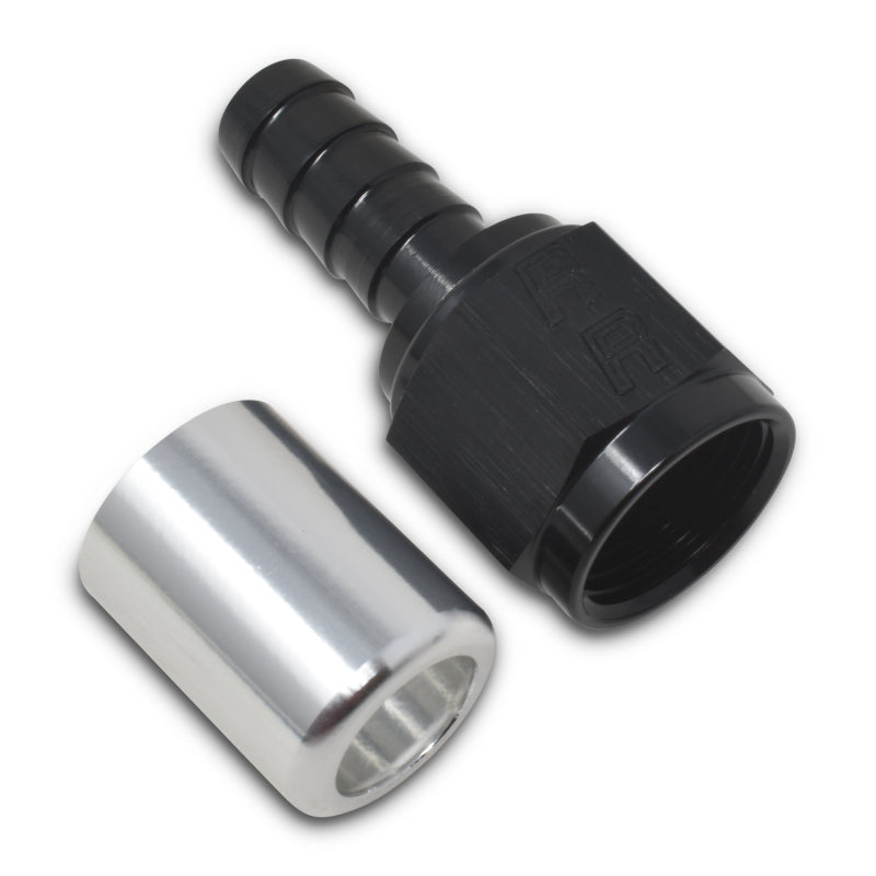 Russell Crimp-On Straight Hose End - Black / Silver 610523 Photo - out of package