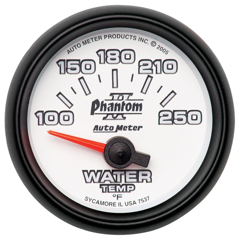 Autometer Gauge,Water Temp, 2 1/16", 100-250 Deg F, Electric, Phantom II 7537 Photo - Primary