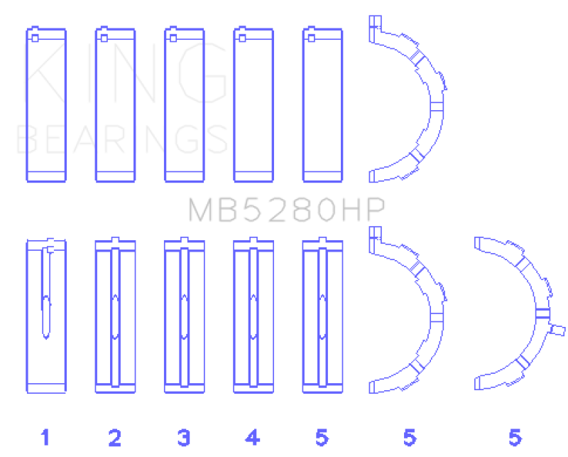 King Engine Bearings King Ford Prod. V8 4.6L/5.4L Will Not Fit 13-14 GT500 (Size STD) Performance Main Bearing Set MB5280HP MB5280HP Photo - Primary
