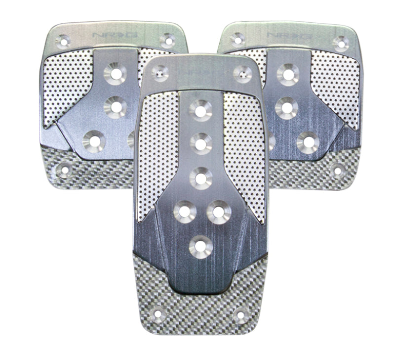 NRG Aluminum Sport Pedals Manual Trans Style Gun Metal w/ Silver Carbon PDL-400GM Photo - Primary