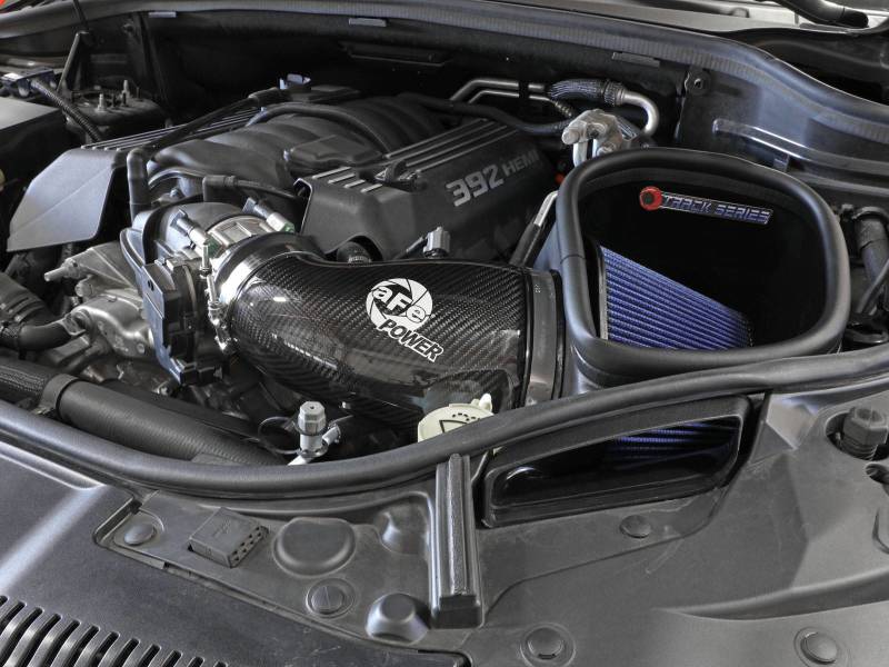 aFe 12-21 Jeep Grand Cherokee 6.4L Track Series Carbon Fiber Cold Air Intake System w/Pro 5R Filter 57-10014R 57-10014R Photo - Mounted