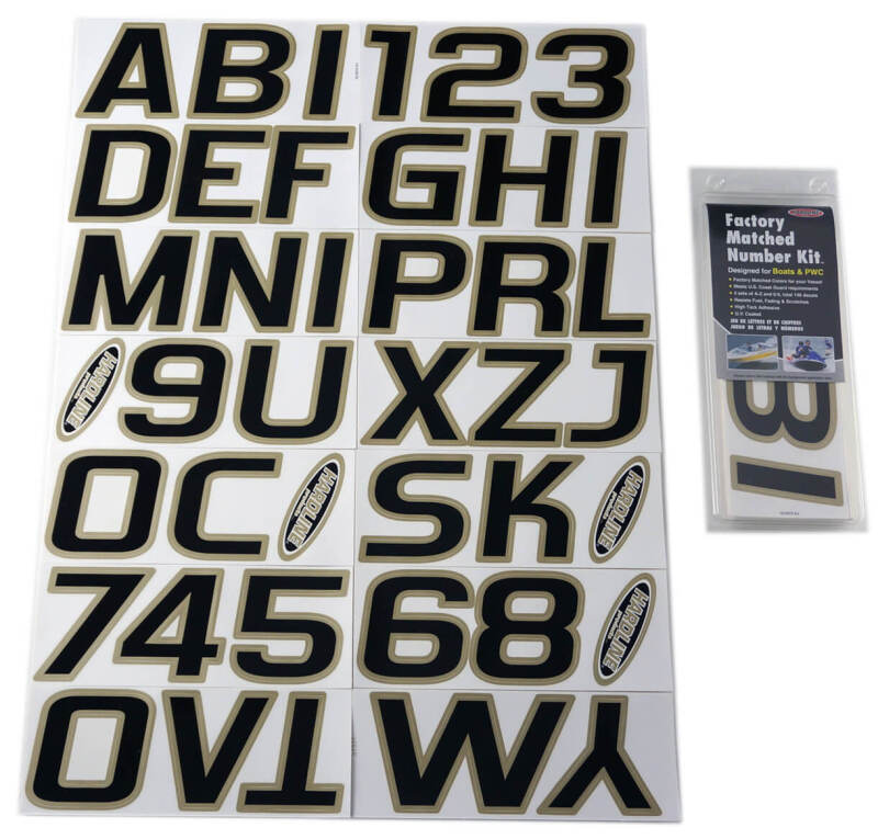 Hardline Boat Lettering Registration Kit 3 in. - 700 Black/Beige BLKBE700 BLKBE700 Photo - Primary