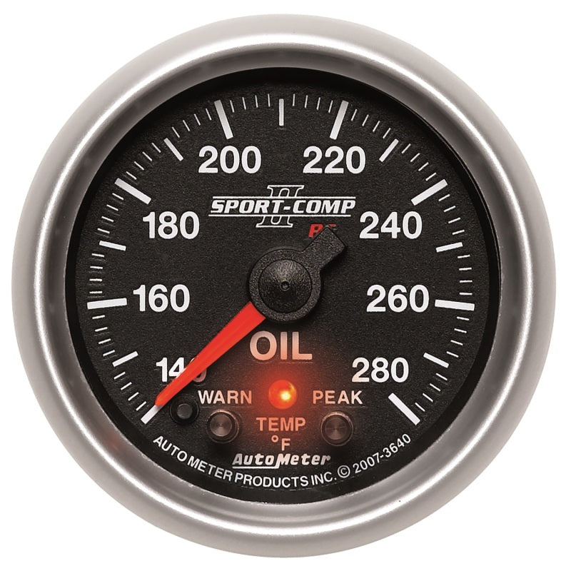 Autometer Gauge, Oil Temp, 2 1/16", 140-280 Deg. F, Stepper Motor w/Peak & Warn 3640 Photo - Primary