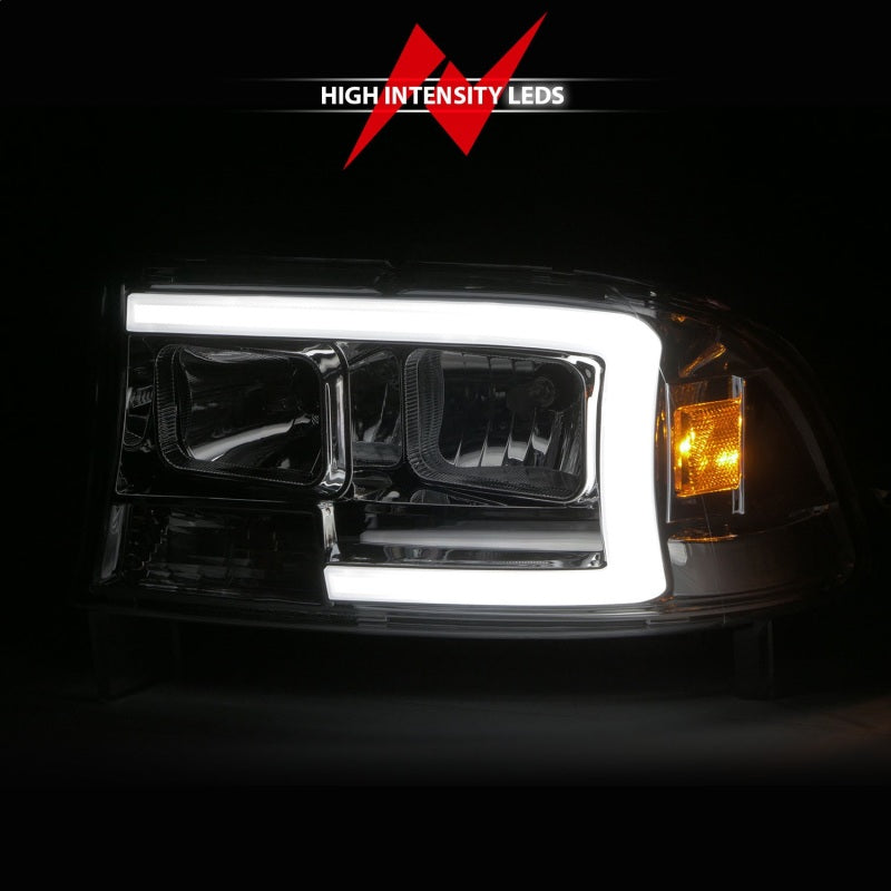 ANZO 97-04 Dodge Dakota/Durango Crystal headlight Set w/ Light Bar Chrome Housing 111592 111592 Photo - Unmounted