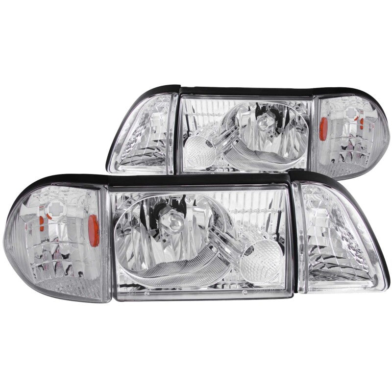 Anzo 1987-1993 Ford Mustang Crystal Headlights Chrome w/ Corner Lights 2pc 121195 Photo - Primary