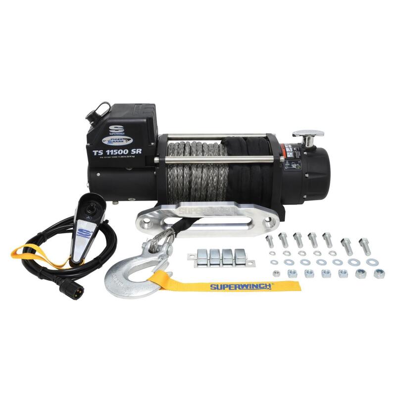 Superwinch 11500 LBS 12 VDC 3/8in x 80ft Synthetic Rope Tiger Shark 11500 Winch 1511201 1511201 Photo - Close Up