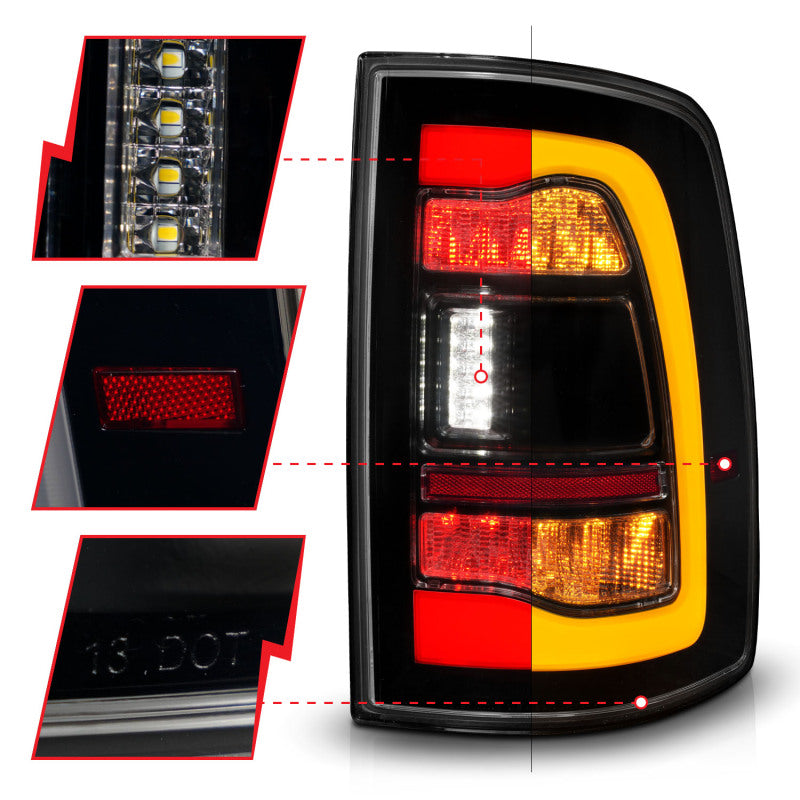 ANZO 09-18 Dodge Ram 1500 Sequential LED Taillights Smoke Black w/Switchback Amber Signal 311472 311472 User 2