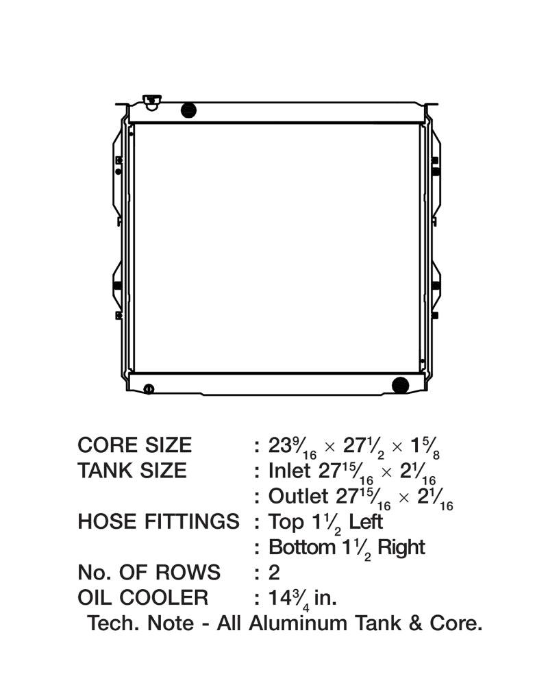 CSF 99-06 Toyota Tundra Radiator 7030 7030 Technical Drawing