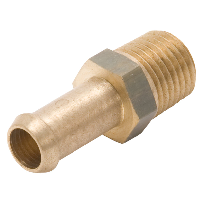 Edelbrock Fitting, 1/4-18 Npt X 3/8", Single Barb, Brass 8080 Photo - out of package