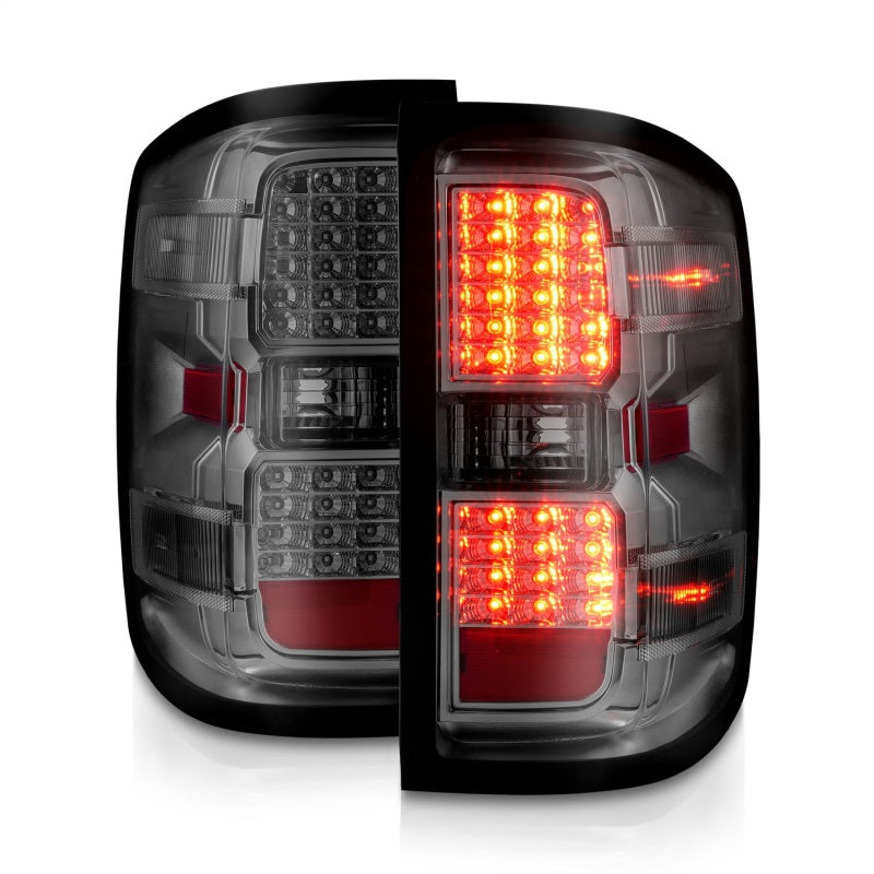 ANZO 15-19 Chevy Silverado 2500HD/3500HD (Factory Halogen Only) LED Tail Lights Smoke w/Clear Lens 311424 311424 Photo - Unmounted