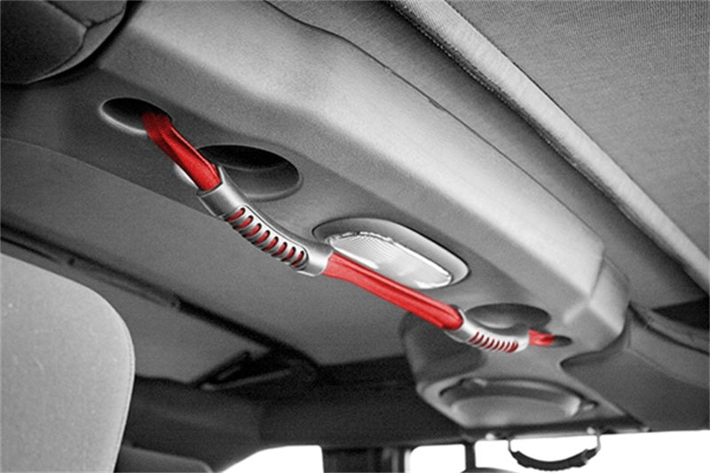 Rugged Ridge Grab Strap, Rear, Dual, Red; 07-18 Jeep Wrangler JKU 13305.13 Photo - Primary