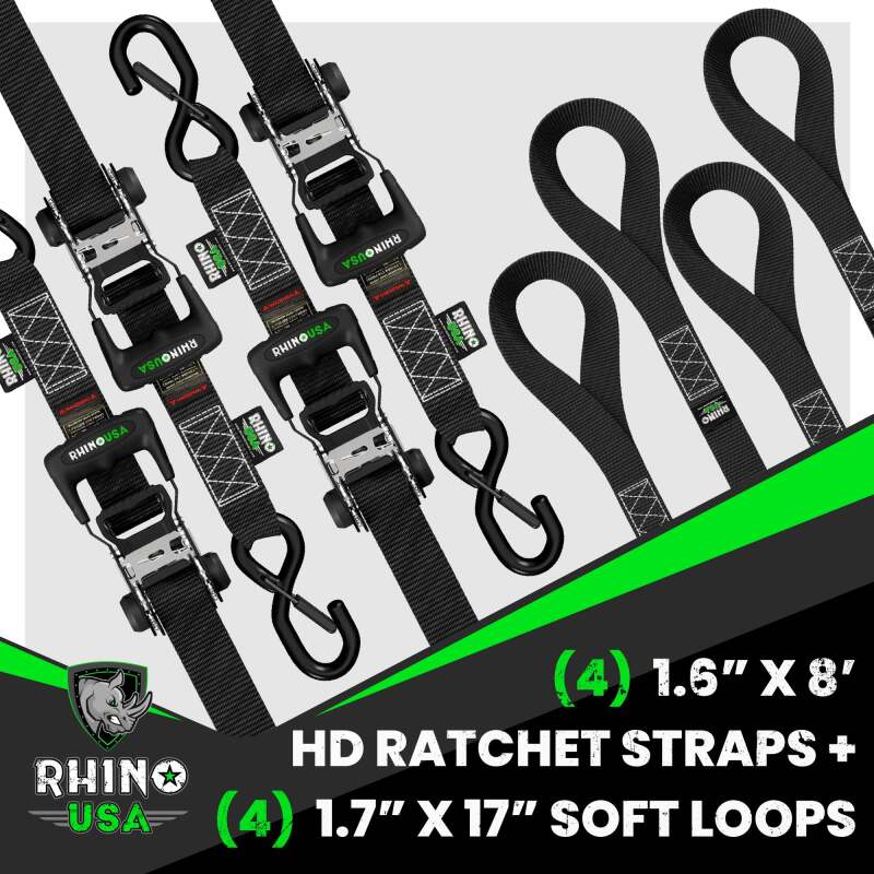 Rhino USA Heavy Duty Ratchet Tie-Down 4-Pack (Black) 1.6In X 8Ft HD-RATCHETKIT-4PK HD-RATCHETKIT-4PK User 1
