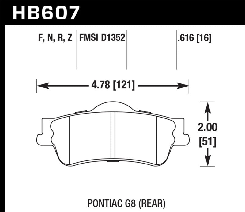 Hawk 13-15 Chevy Caprice Street 5.0 Rear Brake Pads HB607B.616 HB607B.616 Photo - Primary