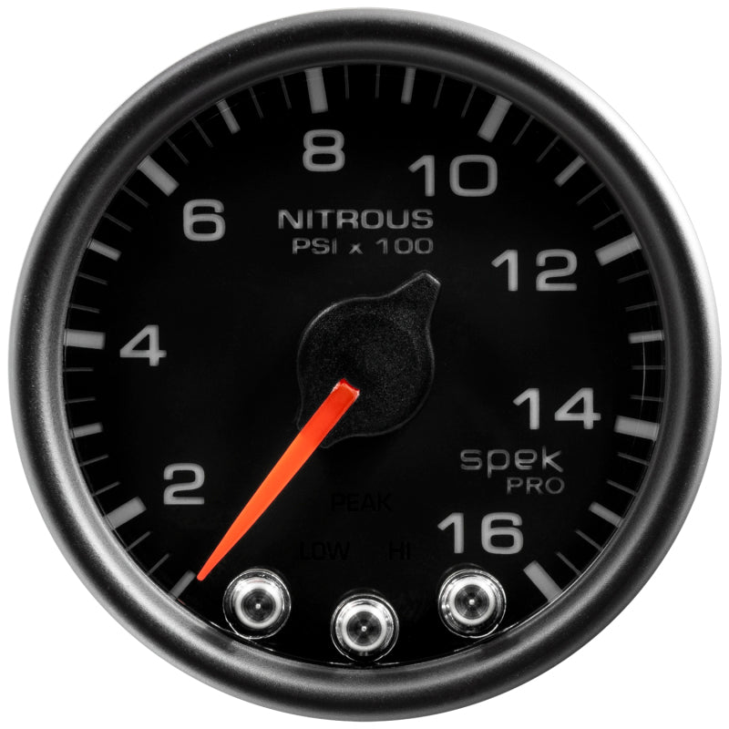 Autometer Spek-Pro Gauge Nitrous Press 2 1/16in 1600psi Stepper Motor W/Peak & Warn Blk/Blk P32032 P32032 User 2