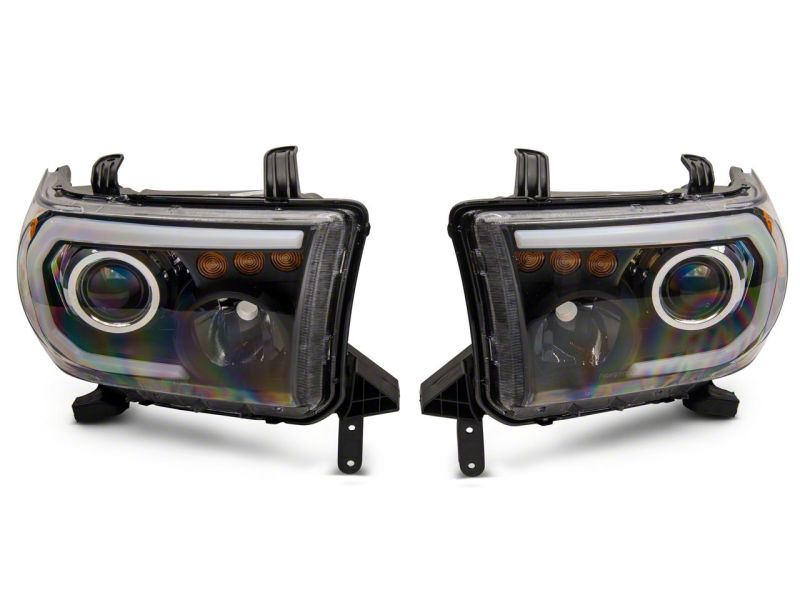 Raxiom 07-13 Toyota Tundra Axial Series Projector Headlights w/ LED Bar- Blk Housing (Clear Lens) TU16006 TU16006 Photo - Close Up