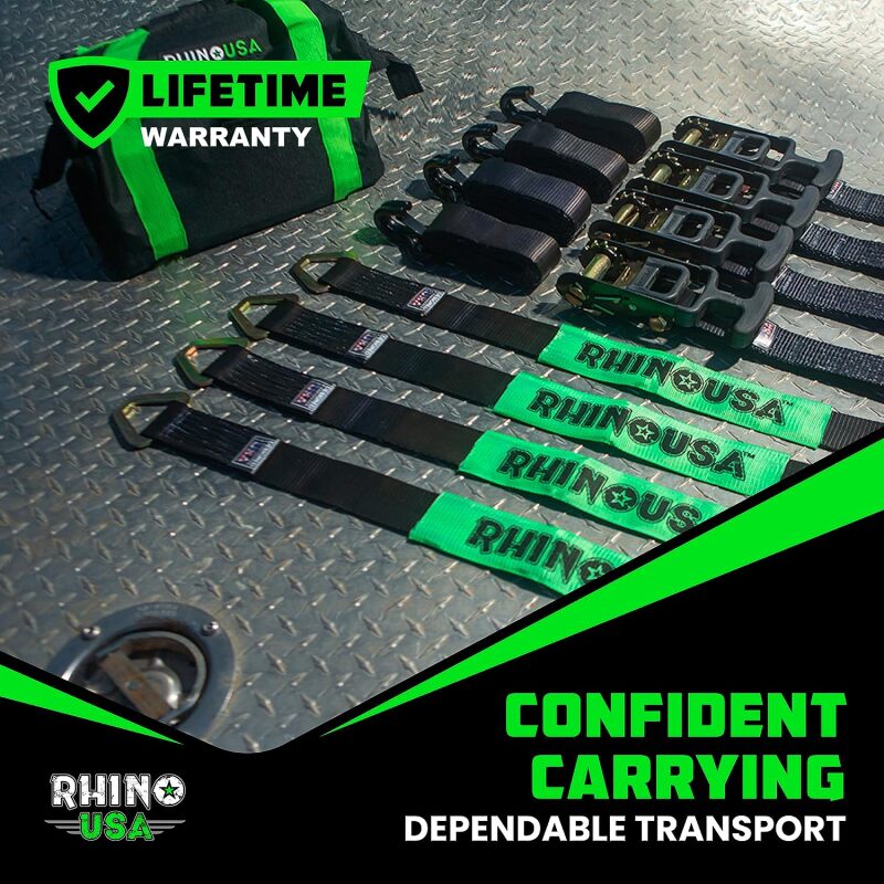 Rhino USA Heavy Duty Vehicle Tie Down Kit- Green 2IN-HDKIT-GRN 2IN-HDKIT-GRN User 2