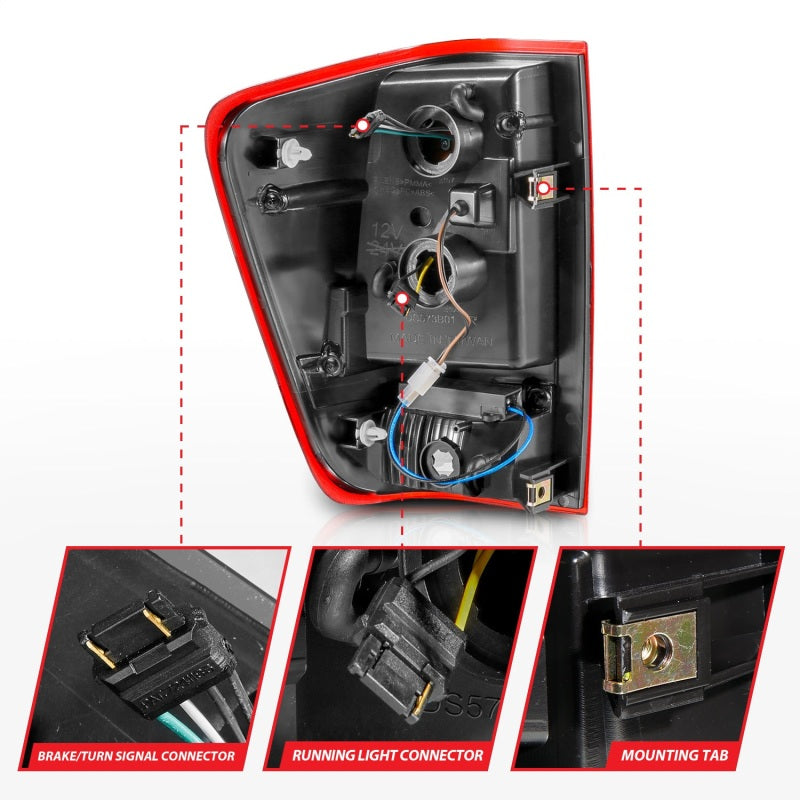 ANZO 04-15 Nissan Titan Full LED Tailights Chrome Housing Red/Clear Lens 311422 311422 Photo - Unmounted