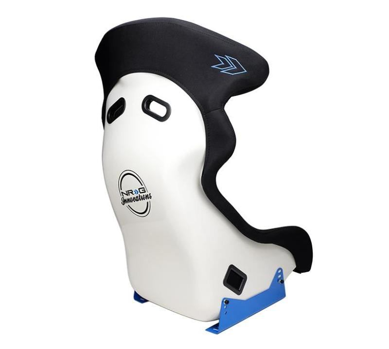 NRG FRP Bucket Seat - White Finish with Arrow Embroidery And Blue Side Mount Bracket FRP-600WT FRP-600WT User 1