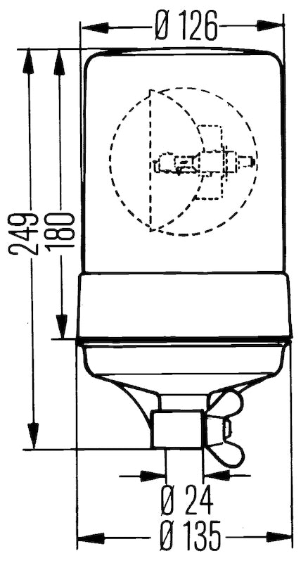 Hella Rotating Beacon H12V Yellow Mgs24 2Rl 004957111 004957111 Technical Drawing