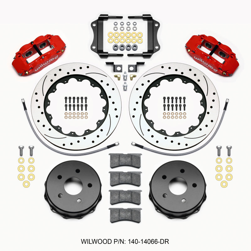 Wilwood FNSL4R Rear Kit, 14.00", Drilled, Red, 2007-Up Jeep JK W/Lines 140-14066-DR Photo - Primary