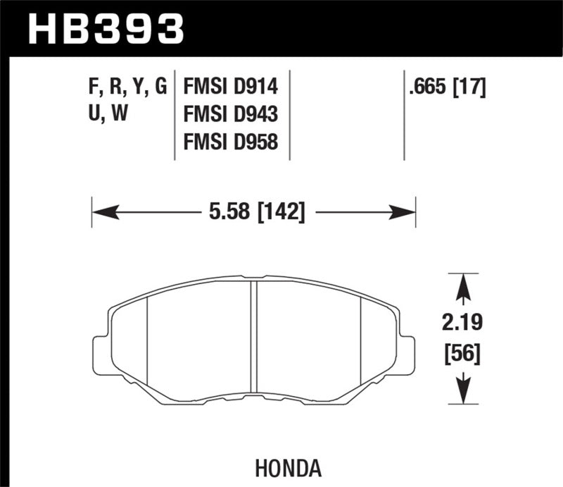 Hawk 03-08 Honda Pilot / 03-11 Honda Element HP+ Street Front Brake Pads HB393N.665 HB393N.665 Photo - Primary