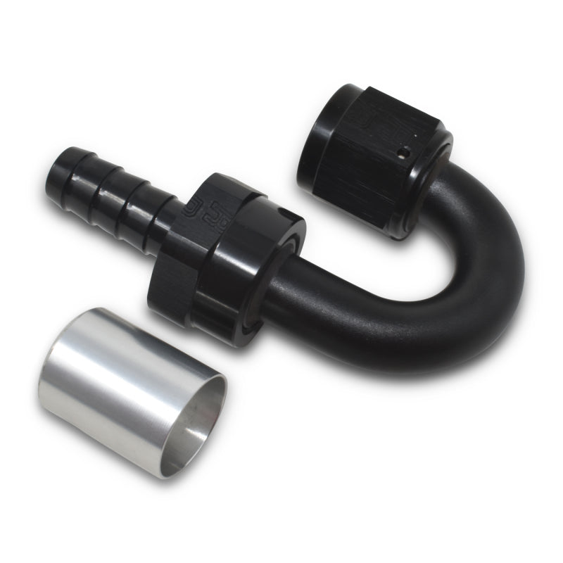 Russell Crimp-On 180° Tight Radius Hose End - Black / Silver 610513 Photo - out of package