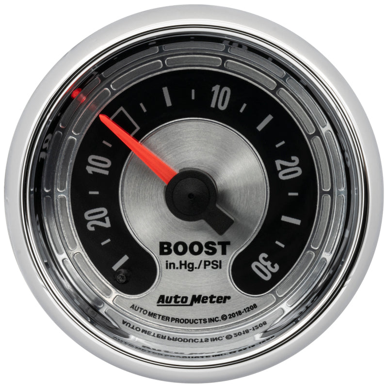 Autometer American Muscle 2-1/16in Full Sweep Mechanical 30 In Hg Vac/30PSI Boost Vacuum Gauge 1208 1208 Photo - Primary