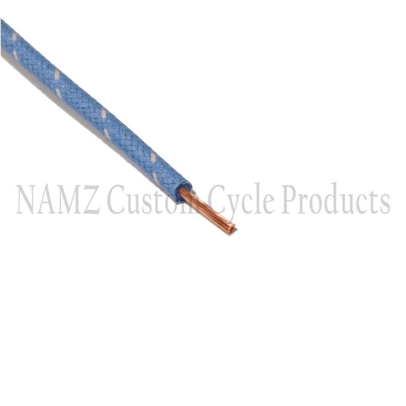 NAMZ OEM Color Cloth-Braided Wire 25ft. Pack 16g - Blue w/White Tracer NCBW-69 NCBW-69 Photo - Primary