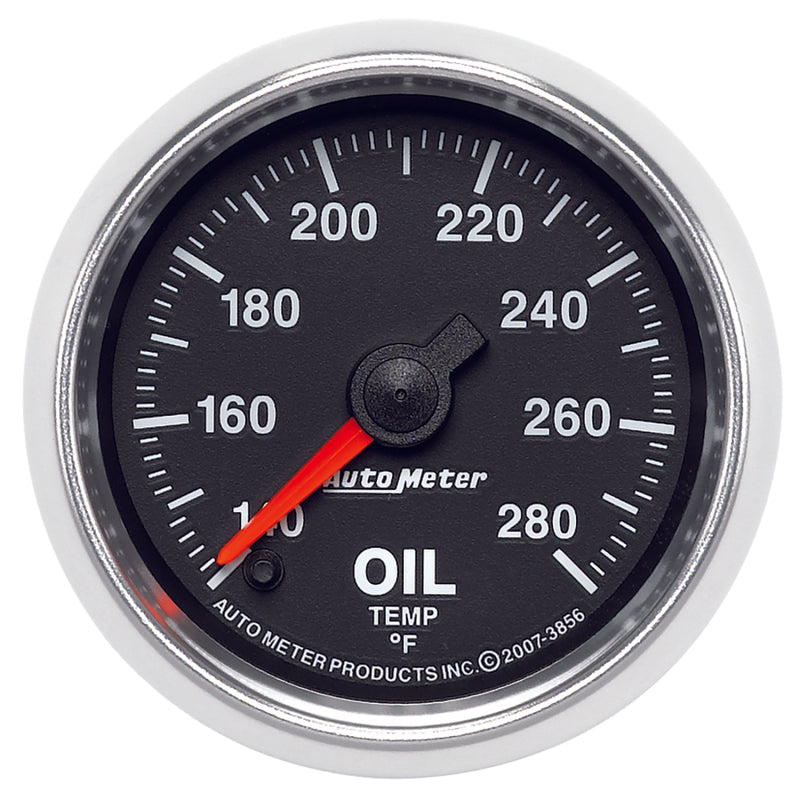 Autometer GS Series 2-1/16in Oil Temperature Gauge 140-280 Degrees Electric Full Sweep 3856 3856 Photo - Primary
