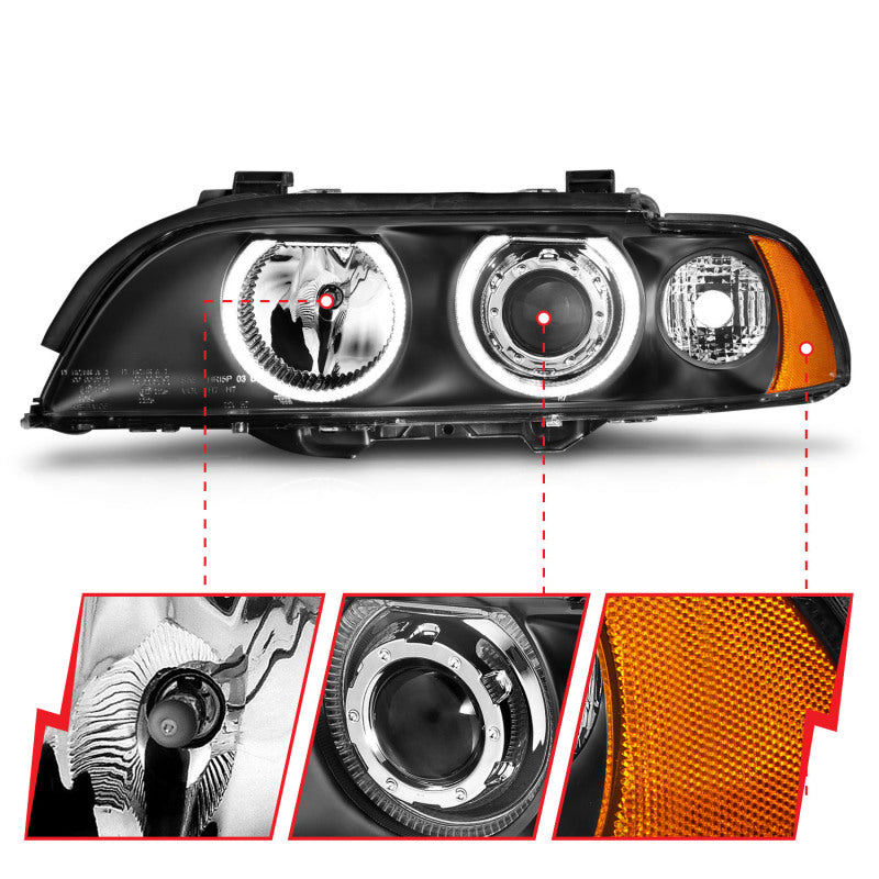Anzo 1997-2001 BMW 5 Series Projector Headlights w/ Halo Black 121017 Photo - Unmounted