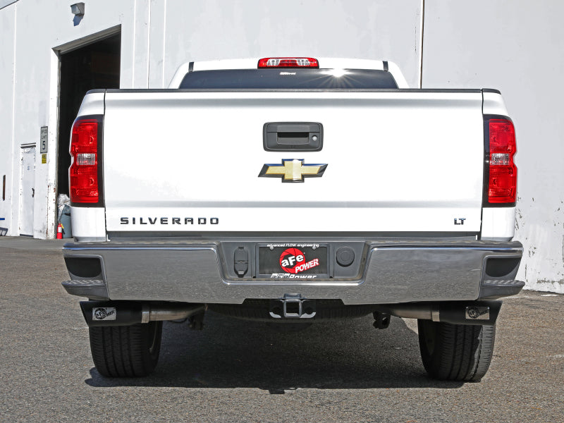 aFe Gemini XV 3in 304 SS Cat-Back Exhaust w/ Cutout 14-19 GM Trucks 4.3L/5.3L w/ Black Tips 49-34132-B 49-34132-B Photo - Mounted