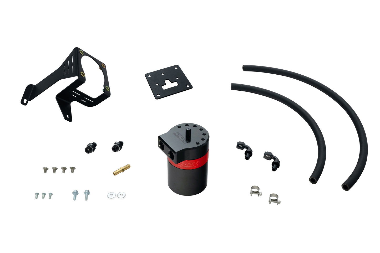 HPS Performance Aluminum Oil Catch Can Kit 2012-2015 Honda Civic Si 2.4L K24Z7, Red 860-027