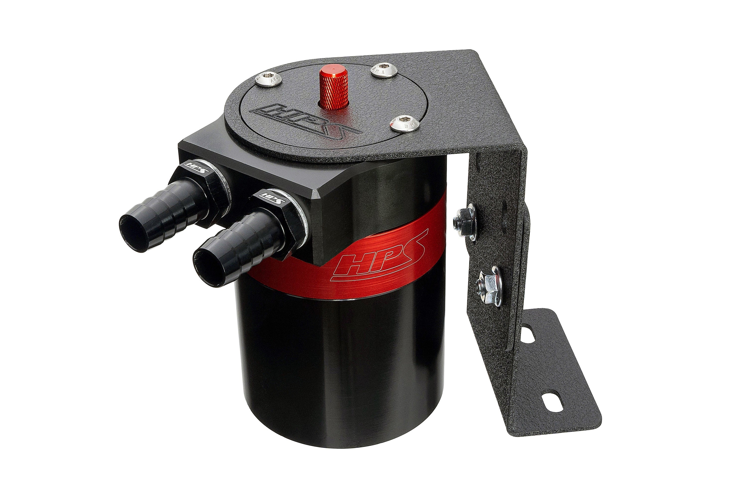 HPS Performance Aluminum Oil Catch Can Kit with Barb Adapters and Rubber Hoses