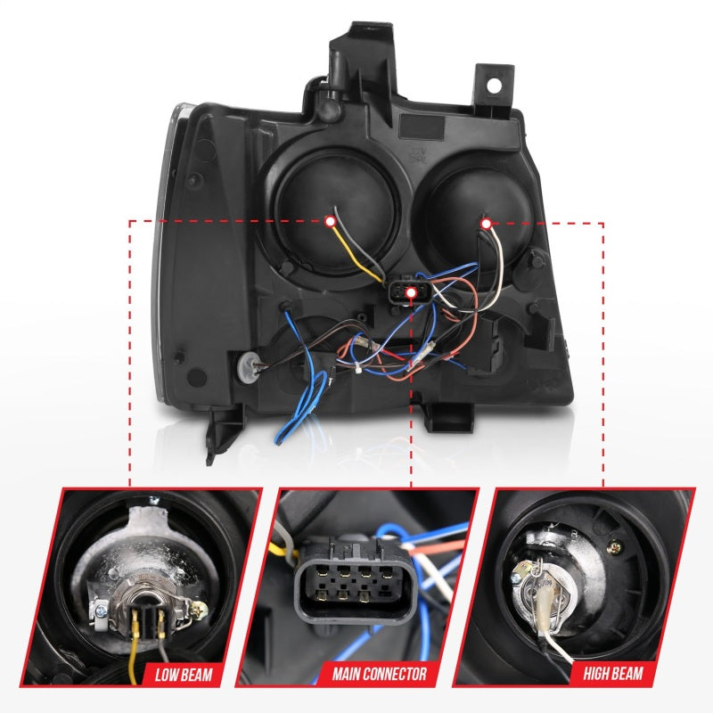 Anzo 2007-2013 Chevrolet Avalanche Projector Headlights w/ Halo Black(CCFL) 111109 Photo - Unmounted