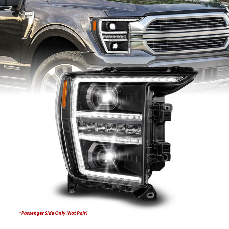 ANZO 21-23 Ford F150 LED Projector Headlight w/Switchback+Sequential - Black (Passenger Side Only) 111594-R 111594-R Photo - Primary