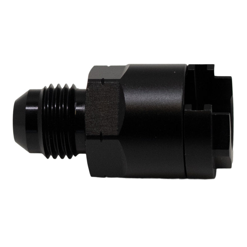 DeatschWerks 6AN Male Flare to 3/8in Female EFI Quick Connect Adapter - Anodized Matte Black 6-02-0103-B 6-02-0103-B Photo - Primary