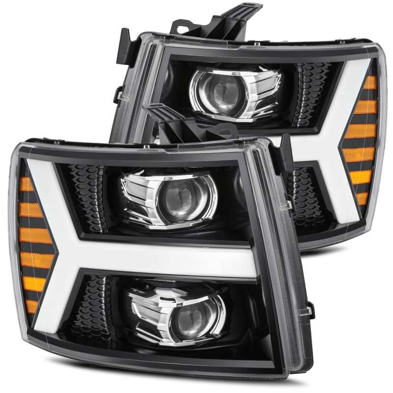 AlphaRex 07-13 Chevy 1500HD PRO-Series Proj Headlight Plank Style Gloss Blk w/Activ Light/Seq Signal 880206 880206 Photo - Primary