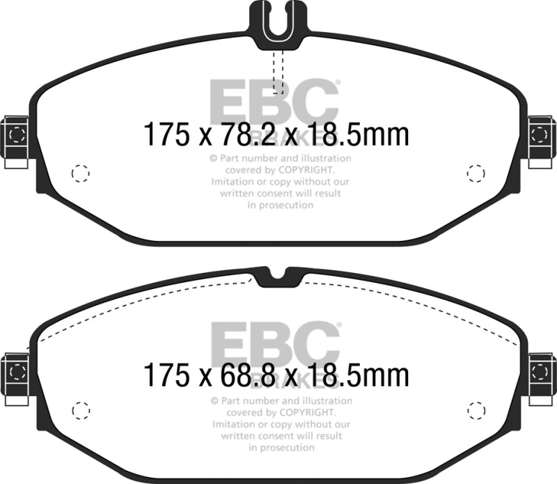 EBC 15+ Mercedes-Benz C300 (W205) 2.0 Turbo Yellowstuff Front Brake Pads DP42214R DP42214R Photo - Primary