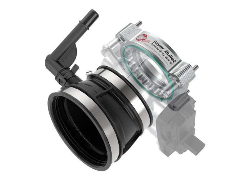 aFe 2020 Vette C8 Silver Bullet Aluminum Throttle Body Spacer Works w/ Factory Intake Only - Silver 46-34017 46-34017 Photo - Primary