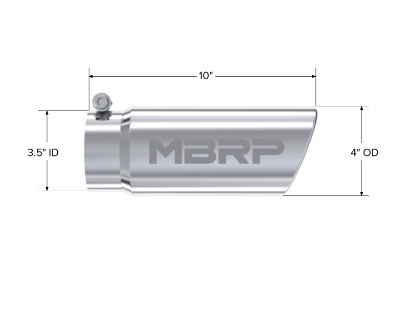 MBRP Universal Tip 4in O.D. Angled Rolled End 3 inlet 10 length T5112 Photo - Close Up