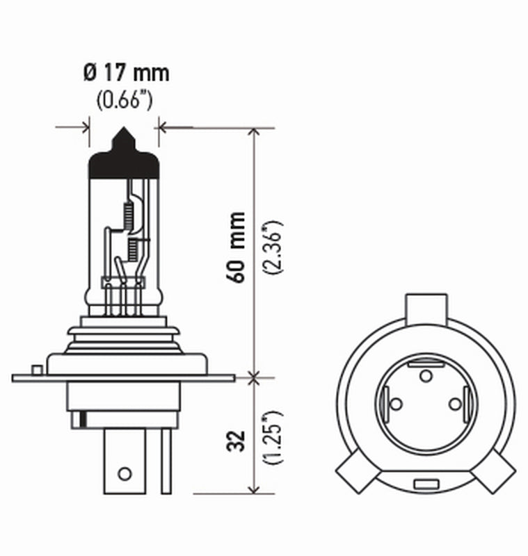 Hella Bulb Hs1 12V 35/35W Px43T T4625 Sb HS1SB HS1SB Technical Drawing