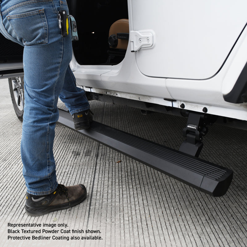 Go Rhino 18-23 Jeep Wrangler 4dr E-BOARD E1 Electric Running Board Kit - Bedliner Coating 20450674T 20450674T Photo - Mounted