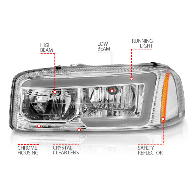 Anzo 99-17 GMC Sierra/Denali Headlights Chrome Amber (w/C Light Bars) 111523 111523 User 3