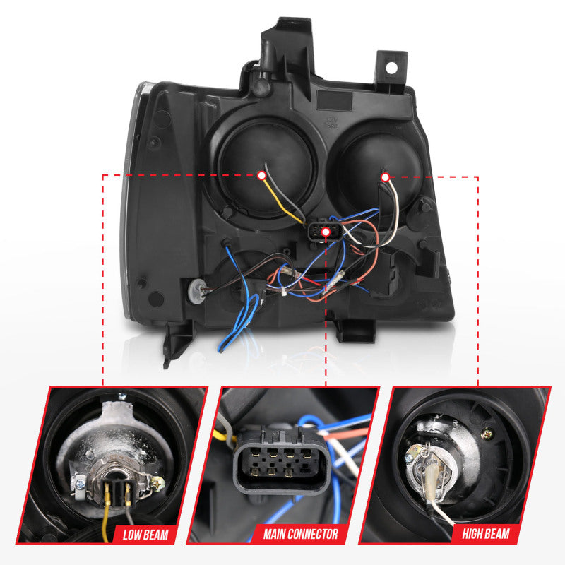 Anzo 2007-2013 Chevrolet Avalanche Projector Headlights w/ Halo Black(CCFL) 111109 User 5