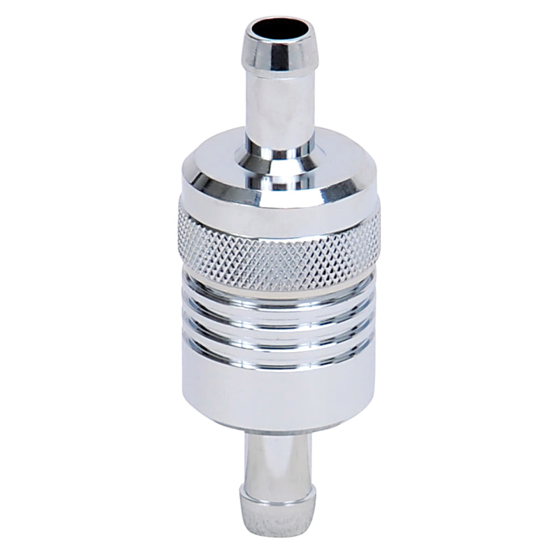 Russell Performance Chrome Street Fuel Filter (3in Length 1-1/8in diameter 3/8in inlet/outlet) 645120 645120 Photo - out of package